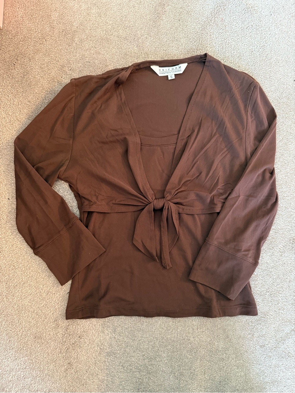 JohnPaulRichard Brown Long Sleeve Tie-Front Top
